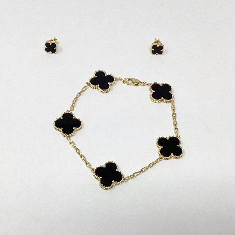 #XR1ERY 18K Clover Bracelet Earring Set